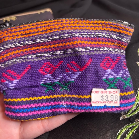 VTG Set of 2 Coin purses. Purple and Gold Elephant print, 90s festival print. - Picture 5 of 9
